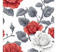 Red White Rose Self Adhesive Wallpaper Plants Flower Contact Paper Peel and Stick Wallpaper Thicken Waterproof Matte with Sticky Back Canvas Wall Cabinets Furniture Stickers Decorate 0.4×20 m