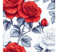 Red White Rose Self Adhesive Wallpaper Plants Flower Contact Paper Peel and Stick Wallpaper Thicken Waterproof Matte with Sticky Back Canvas Wall Cabinets Furniture Stickers Decorate 0.45×20 m