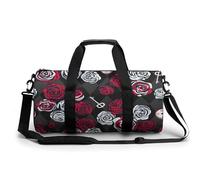 Red White Roses Sport Duffel Bag Gym Bag Weekend Overnight Bag for Travel Camping Hiking Beach 45x23x23cm
