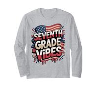 Red White Seventh Grade Vibes First Day US Flag Teacher Long Sleeve T-Shirt