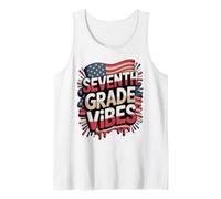 Red White Seventh Grade Vibes First Day US Flag Teacher Tank Top