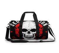 Red White Skull Sport Duffel Bag Gym Bag Weekend Overnight Bag for Travel Camping Hiking Beach 45x23x23cm