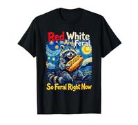 Red White So Feral Right Now Raccoon Hot Dog Art T-Shirt