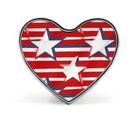 Red White Star Stripe Flag Heart Lapel Pin Women's Brooch, Suitable for Wedding Party Clothes Jewelry Accessories Backpack Brooch, Valentine's Day Pin, Anniversary, Love form, Aluminum, aluminum alloy