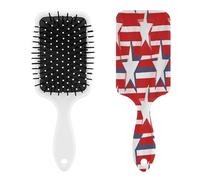 Red White Star Stripe Flag Massage Comb for Men And Women,Hair Brush for Long, Short,Thin,Curly,Straight,or Wavy,Air Cushion Comb with Handle Gift for Women