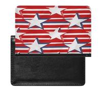 Red White Star Stripe Flag Passport Holder PU Leather Slim Passport Cover with Card Slots Travel Document Holder Cover