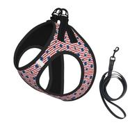 Red White Star Stripe Flag Pet Leash Vest For Small Dogs Cats Reflective Adjustable Soft Outdoor Walking Hiking Training