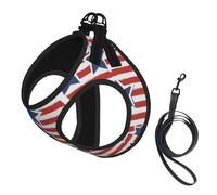 Red White Star Stripe Flag Print Harness Leash Set For Cat Dog, Reflective Adjustable Escape-Proof Vest Lead With Soft Breathable Mesh, For Small Pets And Kitten Puppy