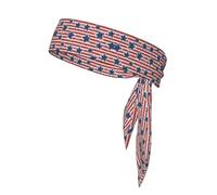 Red White Star Stripe Flag Print Sports Head Tie,Adjustable Sports Headband for Sports, Fitness, Working Out, Yoga