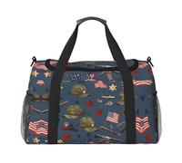 red white star stripe flag print Weekender Overnight Carry On Bag Gym Luggage Bag Duffel Bag for Travel Women, Black, One Size