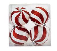 VFM - Red & White Stripe 8cm Baubles Candy Cane (4 Pack) - Christmas Tree Decorations