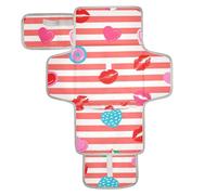 Red White Striped Heart Lip Summer Reusable Waterproof pad with Tissue Pocket Changing Pads for Changing Table Infant Travel Station Kit cambiador de pa?ales para Bebes