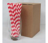 Red & White Striped Paper Straws 6mm x 200mm (8") - Pack Size 500 - Food Safe/PFAS Free/Biodegradable/Suitable for All Occasions
