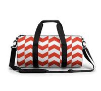 Red White Stripes Sport Duffel Bag Gym Bag Weekend Overnight Bag for Travel Camping Hiking Beach 45x23x23cm