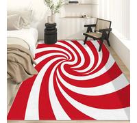 Red White Swirl Rugs for Living Room Bedroom, Modern Art Area Rugs Large 120x170 cm, Washable Non Slip Pattern Carpet Home Decor C&J44