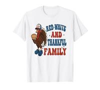 Red White Thankful Family Matching Funny Turkey Thanksgiving T-Shirt
