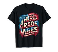 Red White Third Grade Vibes Bruh We Back Patriotic Teacher Value Graphic T-Shirt, Men, Black, L