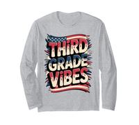 Red White Third Grade Vibes First Day Teacher I Teach Flag Long Sleeve T-Shirt