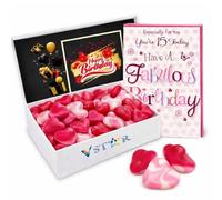 Red & White Twist Hearts Sweets 1kg Gift Box - Happy 15th Birthday Dear, Fabulous Birthday Card Included, Soft Chewy Heart Candy, Gift, Sweet Sharing Pack, Party Treat - Vld