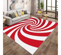 Red White Vortex Rugs - Optical Illusion Swirl Area Rugs for Living Room Bedroom, Washable Non Slip Low Pile Large Carpet, Patterned Door Mat & Home Decor, 160x230 cm