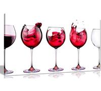 Red White Wine Glasses Kitchen Canvas Wall Art Picture Print (18x12in)