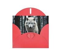 Red WHJSHOP A Lone Wolf Prints Greeting Card - High-End Pearlescent Paper Double Sided Pearl Effect Love Buckle Pearl Paper Envelope