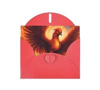 Red WHJSHOP A lovely phoenix Prints Greeting Card - High-End Pearlescent Paper Double Sided Pearl Effect Love Buckle Pearl Paper Envelope