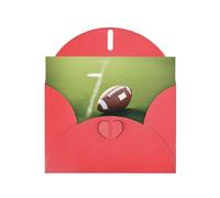 Red WHJSHOP American Football Ball On Grass Sports Prints Greeting Card - High-End Pearlescent Paper Double Sided Pearl Effect Love Buckle Pearl Paper Envelope
