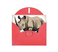Red WHJSHOP animal rhino Prints Greeting Card - High-End Pearlescent Paper Double Sided Pearl Effect Love Buckle Pearl Paper Envelope