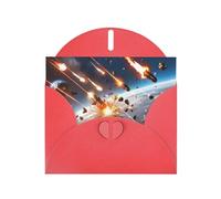 Red WHJSHOP Asteroid Impact Prints Greeting Card - High-End Pearlescent Paper Double Sided Pearl Effect Love Buckle Pearl Paper Envelope