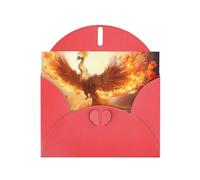 Red WHJSHOP Beautiful phoenix Prints Greeting Card - High-End Pearlescent Paper Double Sided Pearl Effect Love Buckle Pearl Paper Envelope
