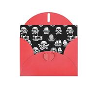 Red WHJSHOP Black And White Pirates Prints Greeting Card - High-End Pearlescent Paper Double Sided Pearl Effect Love Buckle Pearl Paper Envelope