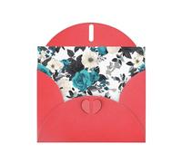 Red WHJSHOP Black White Teal Gray Rose Flowers Prints Greeting Card - High-End Pearlescent Paper with Double-Sided Pearl Effect