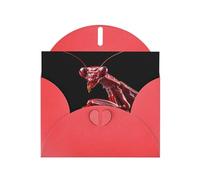 Red WHJSHOP Blade Red Praying Mantis Prints Greeting Card - High-End Pearlescent Paper Double Sided Pearl Effect Love Buckle Pearl Paper Envelope