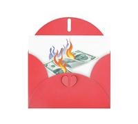 Red WHJSHOP Burning Desire Prints Greeting Card - High-End Pearlescent Paper Double Sided Pearl Effect Love Buckle Pearl Paper Envelope
