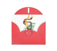 Red WHJSHOP Burning snake and money Prints Greeting Card - High-End Pearlescent Paper Double Sided Pearl Effect Love Buckle Pearl Paper Envelope