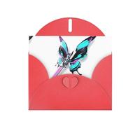 Red WHJSHOP Butterfly pierced by a sword Prints Greeting Card - High-End Pearlescent Paper Double Sided Pearl Effect Love Buckle Pearl Paper Envelope