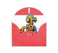 Red WHJSHOP Cars and graffiti collide Prints Greeting Card - High-End Pearlescent Paper Double Sided Pearl Effect Love Buckle Pearl Paper Envelope