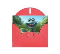 Red WHJSHOP Cartoon Cobra Snake Prints Greeting Card - High-End Pearlescent Paper Double Sided Pearl Effect Love Buckle Pearl Paper Envelope