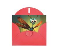 Red WHJSHOP cartoon dragonfly Prints Greeting Card - High-End Pearlescent Paper Double Sided Pearl Effect Love Buckle Pearl Paper Envelope