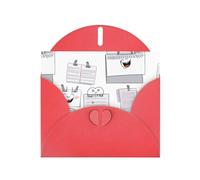 Red WHJSHOP Cartoon happy note every day Prints Greeting Card - High-End Pearlescent Paper Double Sided Pearl Effect Love Buckle Pearl Paper Envelope
