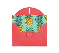 Red WHJSHOP cartoon pineapple Prints Greeting Card - High-End Pearlescent Paper Double Sided Pearl Effect Love Buckle Pearl Paper Envelope