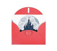 Red WHJSHOP Castle on the Moon Prints Greeting Card - High-End Pearlescent Paper Double Sided Pearl Effect Love Buckle Pearl Paper Envelope