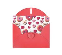 Red WHJSHOP Chocolate Donut Prints Greeting Card - High-End Pearlescent Paper Double Sided Pearl Effect Love Buckle Pearl Paper Envelope