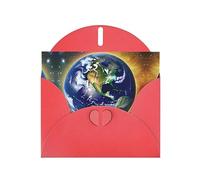 Red WHJSHOP Cosmic Earth Prints Greeting Card - High-End Pearlescent Paper Double Sided Pearl Effect Love Buckle Pearl Paper Envelope
