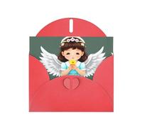 Red WHJSHOP Cute little angel Prints Greeting Card - High-End Pearlescent Paper Double Sided Pearl Effect Love Buckle Pearl Paper Envelope