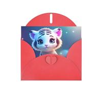 Red WHJSHOP Cute tiger Prints Greeting Card - High-End Pearlescent Paper Double Sided Pearl Effect Love Buckle Pearl Paper Envelope