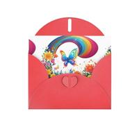 Red WHJSHOP Dreamy Butterfly Valley Prints Greeting Card - High-End Pearlescent Paper Double Sided Pearl Effect Love Buckle Pearl Paper Envelope