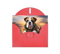 Red WHJSHOP English-Bulldog Prints Greeting Card - High-End Pearlescent Paper Double Sided Pearl Effect Love Buckle Pearl Paper Envelope
