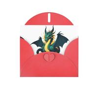 Red WHJSHOP Erupting Flame Dragon Prints Greeting Card - High-End Pearlescent Paper Double Sided Pearl Effect Love Buckle Pearl Paper Envelope